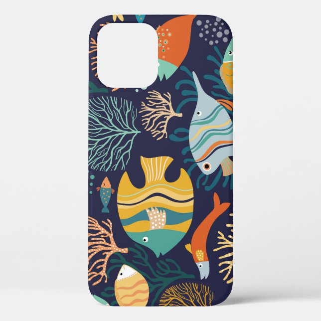 Colorful fish: aquatic plants pattern. Case-Mate iPhone case (Back)
