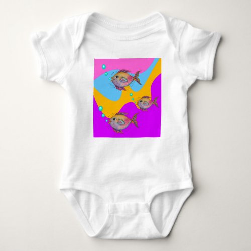 Colorful fish  baby bodysuit