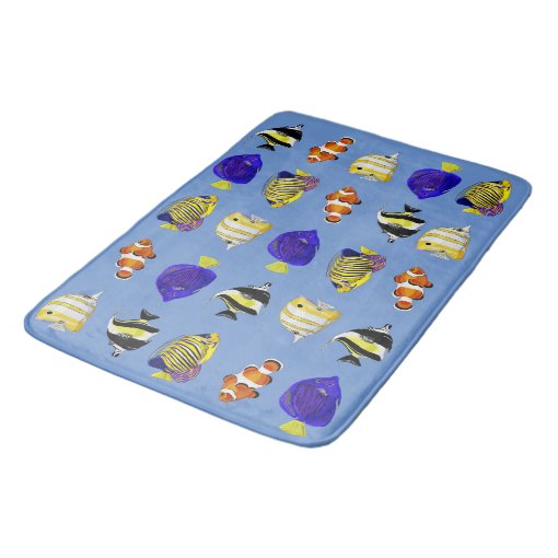 Colorful fish bath mat Zazzle