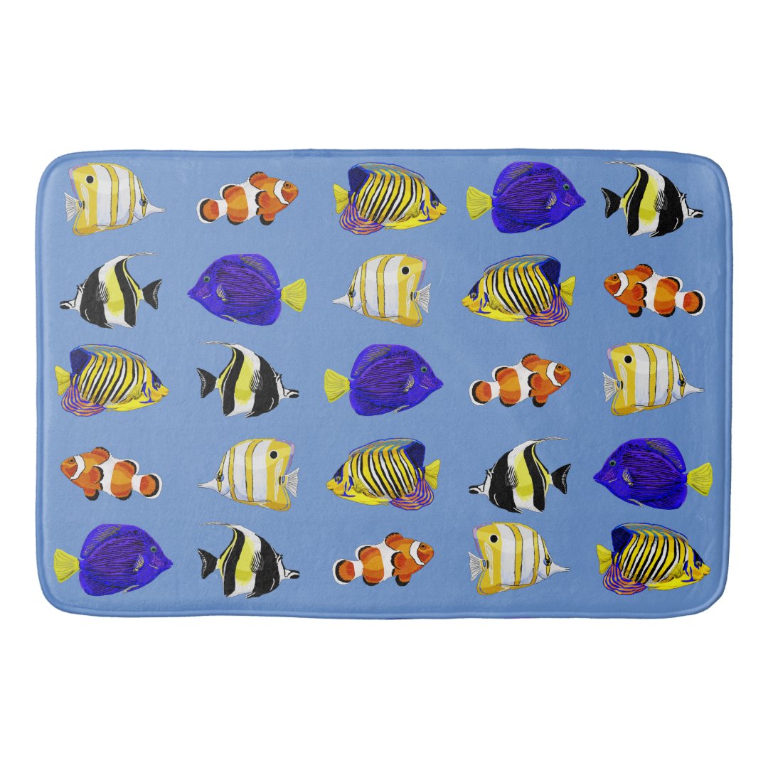 Colorful fish bath mat | Zazzle