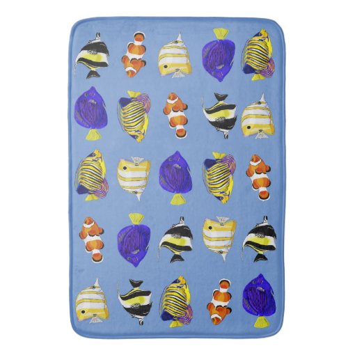 Colorful fish bath mat Zazzle