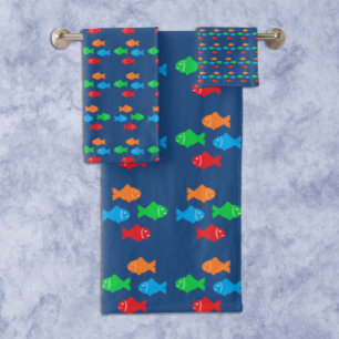 Colorful Fish Bath Towel Set