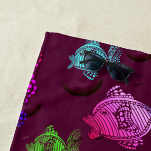 colorful fish beach towel