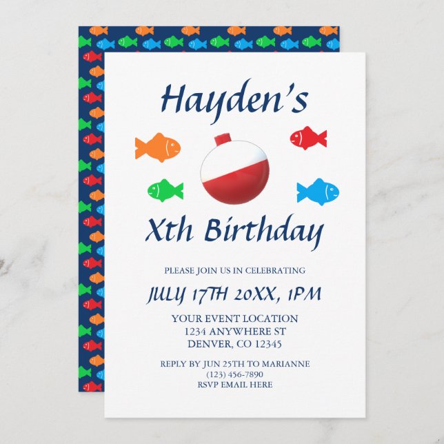 Colorful Fish Birthday Invitation (Front/Back)