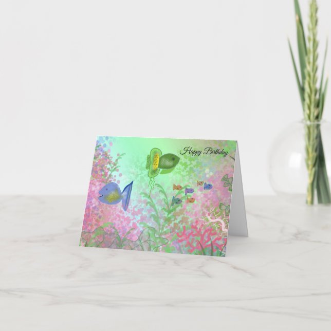 Colorful Fish Birthday Wishes Card (Front)
