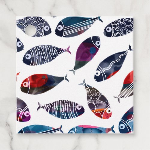 Colorful fish favor tags