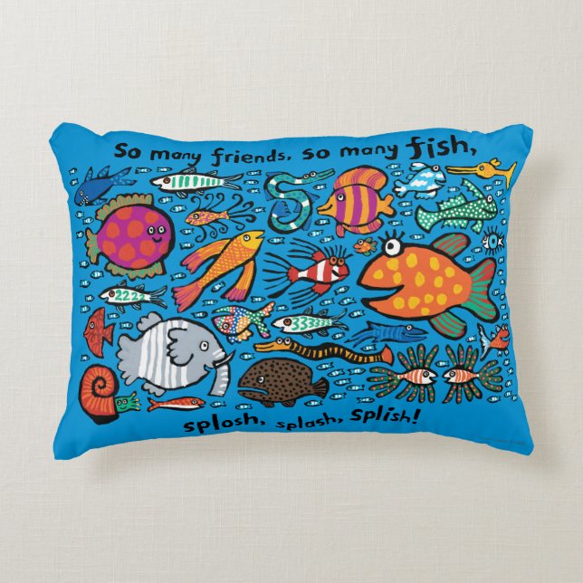 Colorful Fish Friends Decorative Pillow (Front)