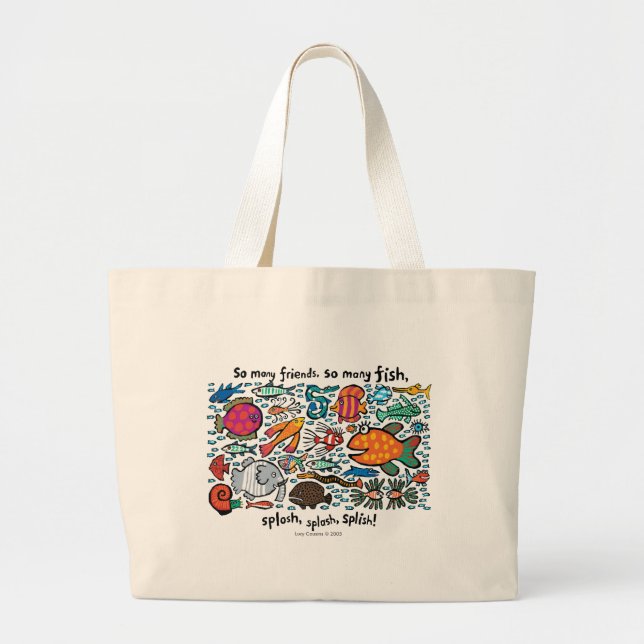 Colorful Fish Friends Large Tote Bag (Front)