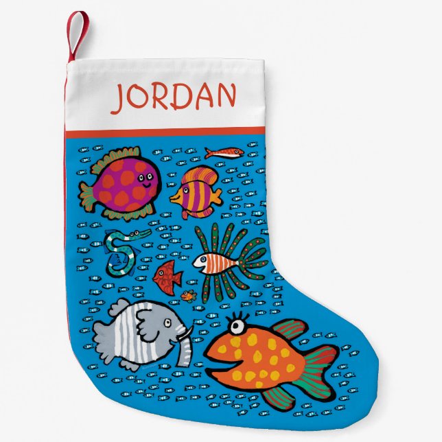 Colorful Fish Friends Small Christmas Stocking (Front)