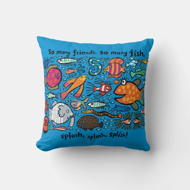 Colorful Fish Friends Throw Pillow (Front)