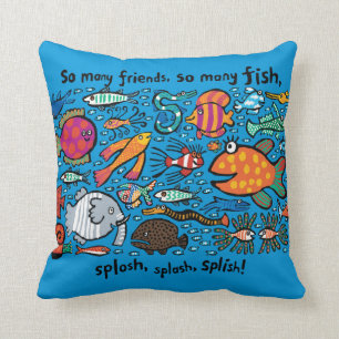 Colorful Fish Friends Throw Pillow