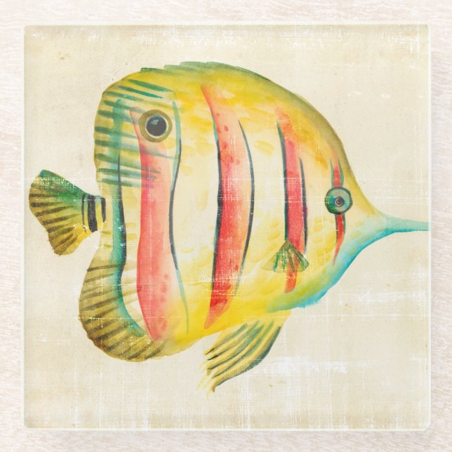 Colorful Fish Glass Coaster (Front)