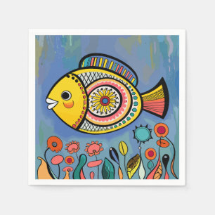 Colorful fish in the reef napkins