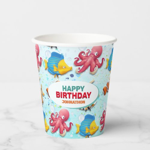 Colorful Fish Kids Birthday Paper Cups