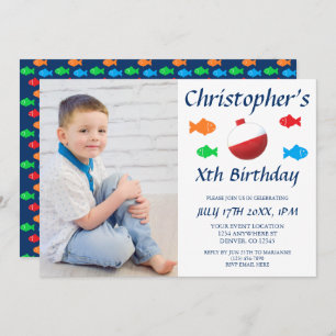 Colorful Fish Kids Boy Any Age Birthday Invitation