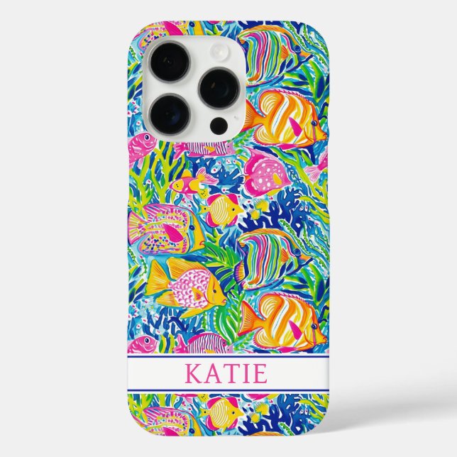Colorful Fish Monogrammed  Case-Mate iPhone Case (Back)