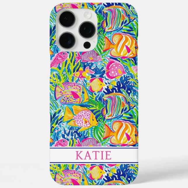 Colorful Fish Monogrammed Case-Mate iPhone Case (Back)