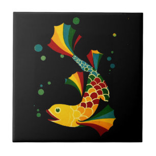 colorful fish ‘n bubbles ceramic tile