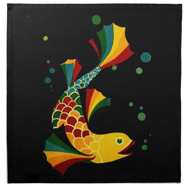 colorful fish ‘n bubbles cloth napkin (Front)
