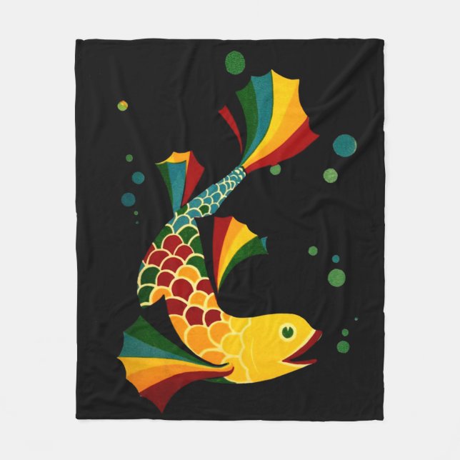  colorful fish ‘n bubbles fleece blanket (Front)