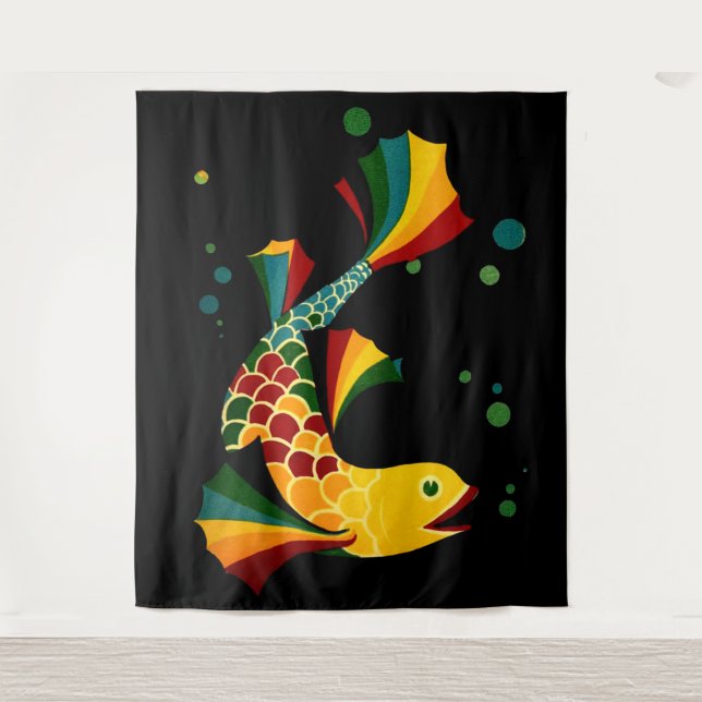 colorful fish ‘n bubbles tapestry (Front)