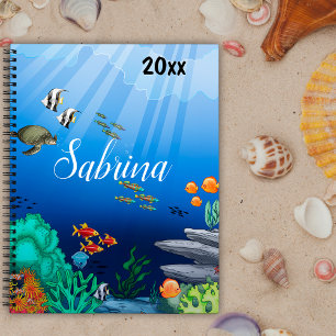 Colorful fish, ocean & blue seabed customized planner