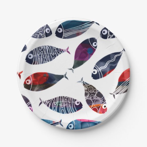 Colorful fish paper plates
