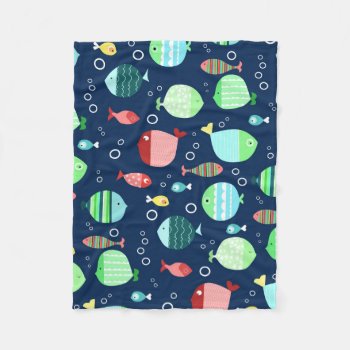 Colorful Fish Pattern Fleece Blanket by CateLE at Zazzle