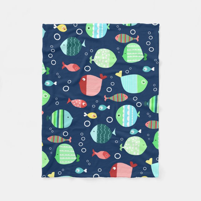 Colorful fish pattern fleece blanket (Front)