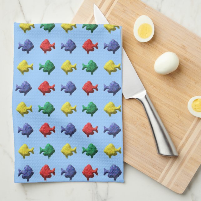 Colorful Fish Pattern Hand Towel (Quarter Fold)