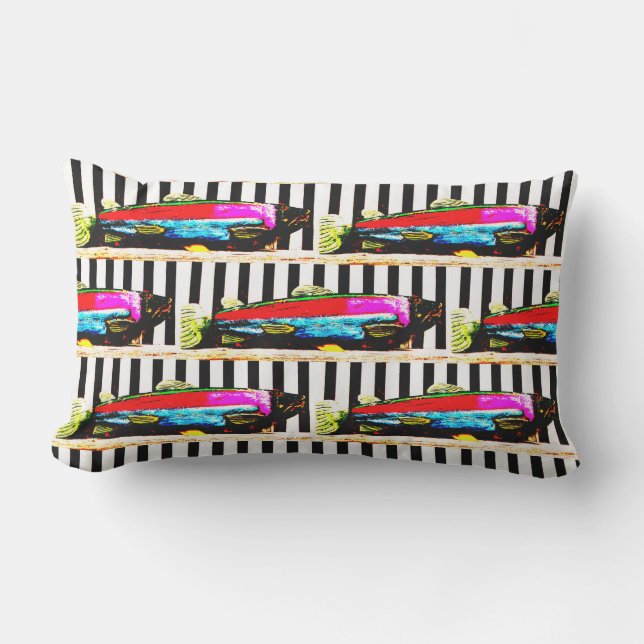 Colorful fish pattern lumbar pillow (Front)