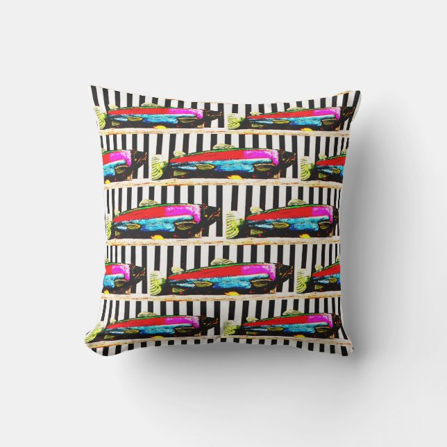 Colorful fish pattern outdoor pillow (Front)
