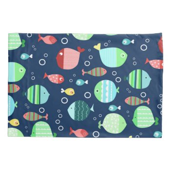 Colorful Fish Pattern Pillow Case by CateLE at Zazzle