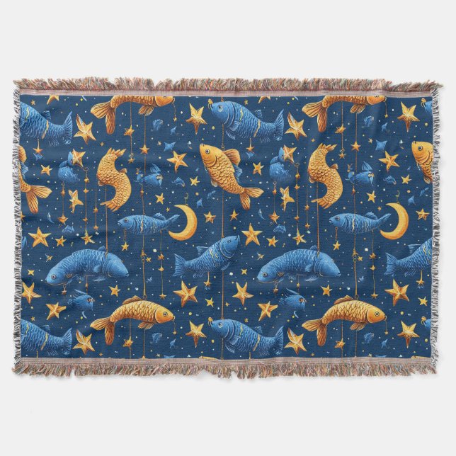 Colorful fish pattern throw blanket (Front)