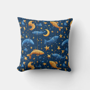 Colorful fish pattern throw pillow