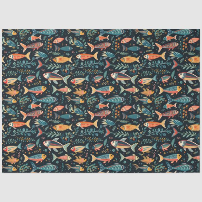 Colorful Fish Pattern Tissue Paper (Front)