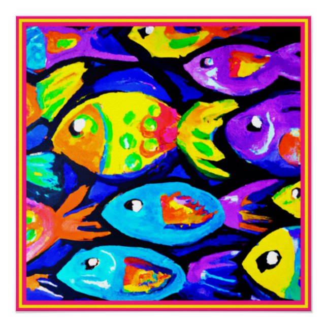 Colorful Fish Patterns Art. Buy Now Poster (Front)