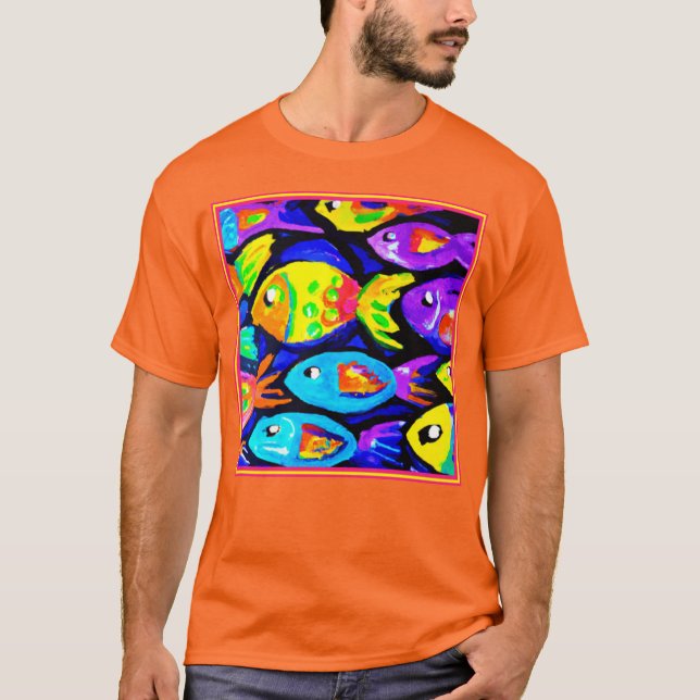 Colorful Fish Patterns Art T-Shirt (Front)
