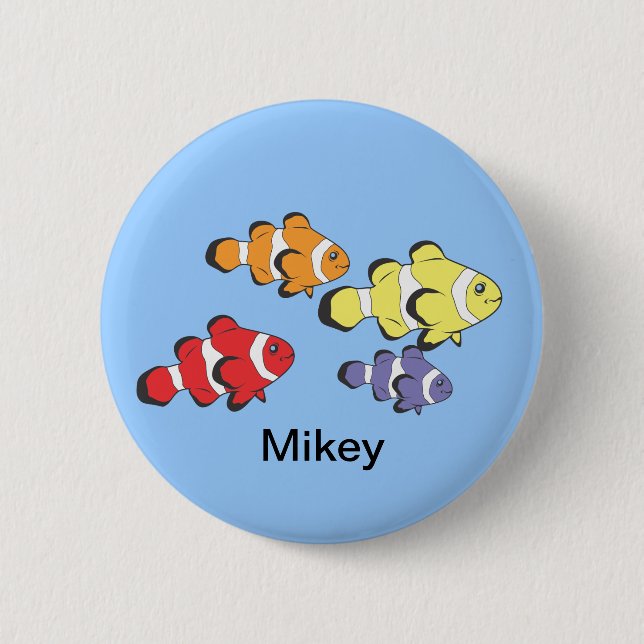 Colorful Fish Pinback Button (Front)
