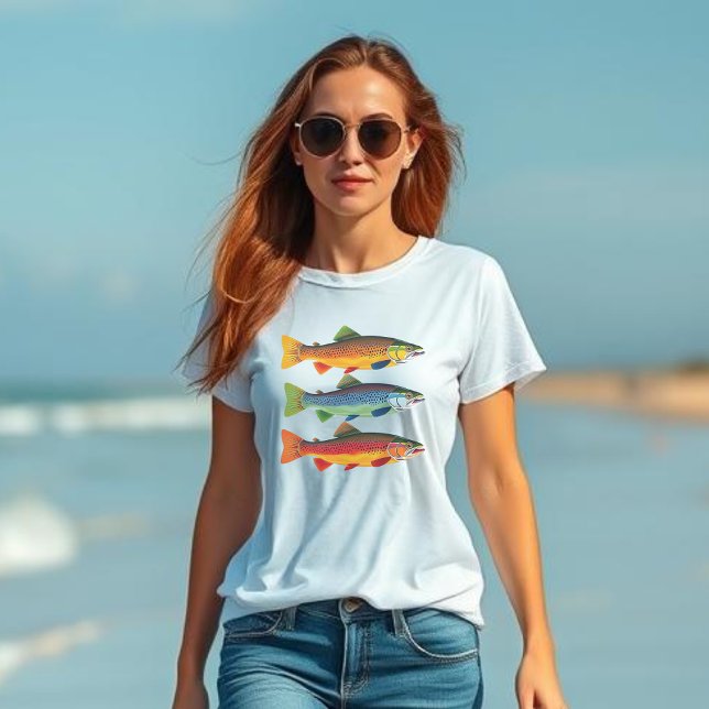 Colorful Fish Rainbow Trout T-Shirt (Colorful Rainbow Trout Fish-Fisherman Fashion Summer Beach)