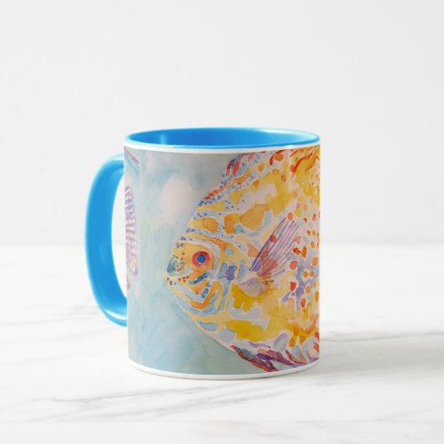 Colorful Fish Sea Pattern Watercolor  Coffee Mug