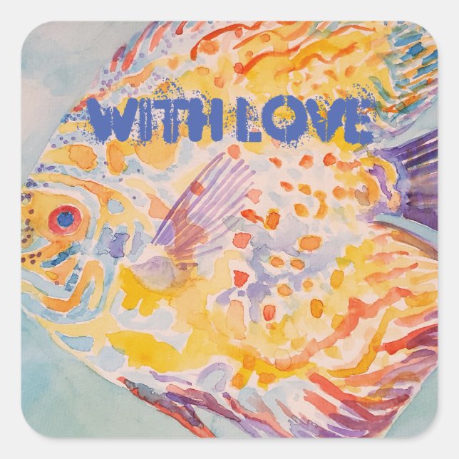 Colorful Fish Sea Pattern Watercolor  Sticker (Front)