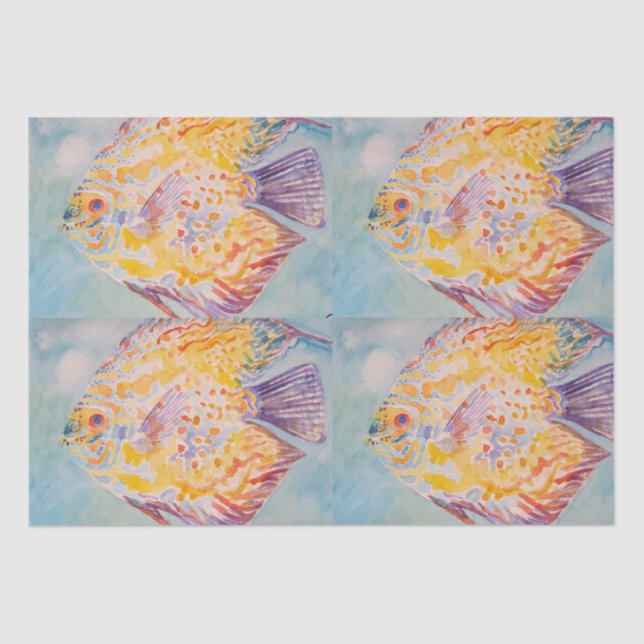 Colorful Fish Sea Pattern Watercolor Tissue  Tissu Paper (Front)