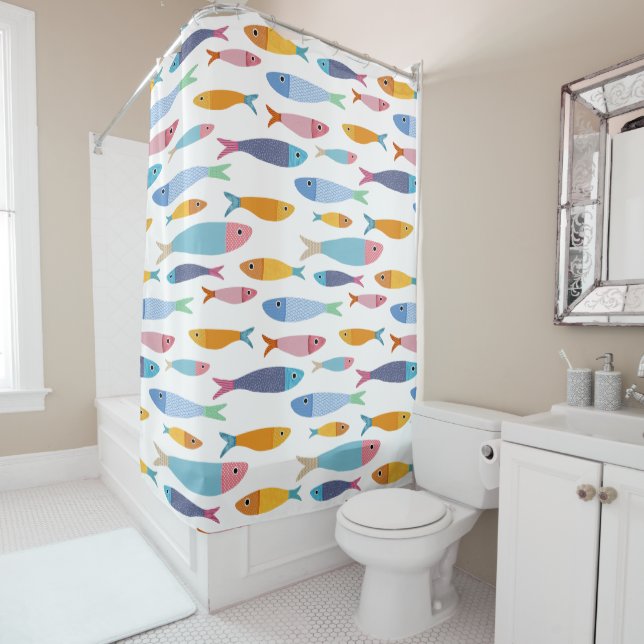 Colorful Fish Shower Curtain (In Situ)