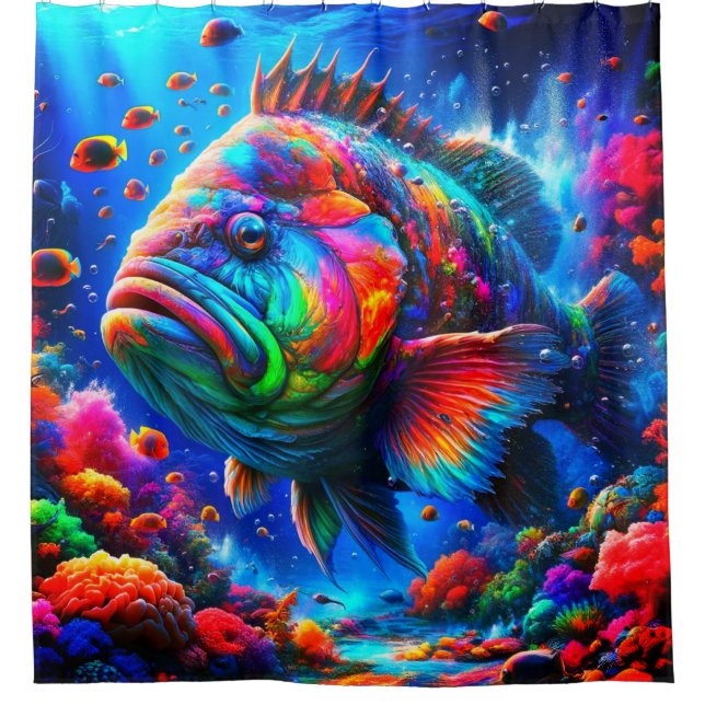 Colorful Fish Shower Curtain (Front)