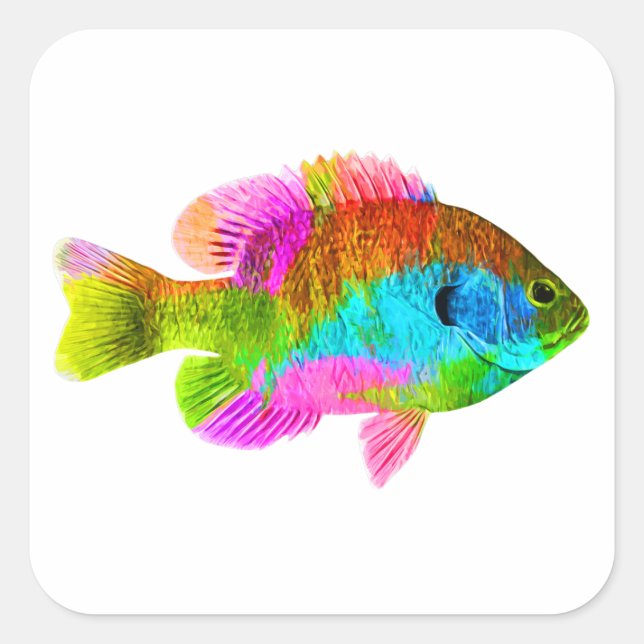 Colorful Fish Square Sticker (Front)