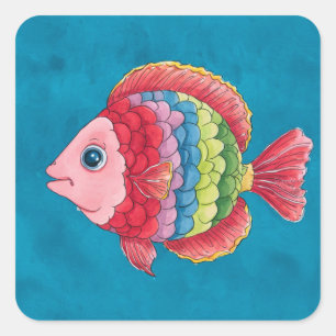 Colorful Fish Square Sticker