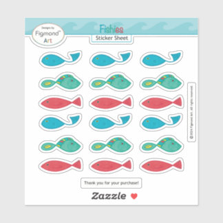 Colorful Fish Sticker Sheet by Figmond Art
