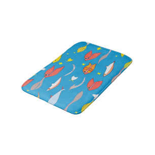 Colorful fish swimming in sea bath mat