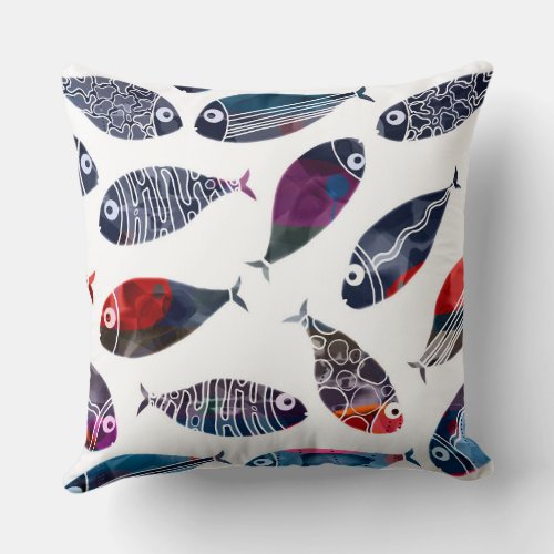 Colorful fish throw pillow